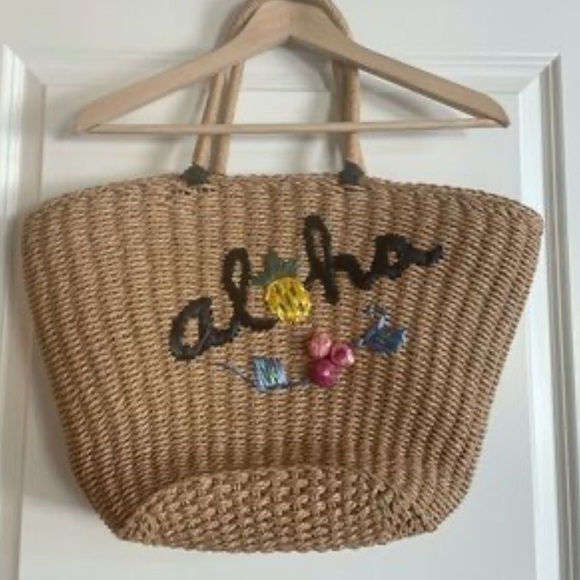 World Market Tan/Cream Woven Tote - Picture 1 of 2